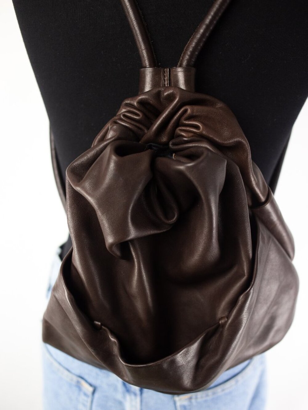 Leather Drawstring Backpack - Picture 3 of 10